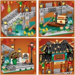 Chinese Street Lake Bridge Pavilion Teahouse Micro Building Set Collection -Kawaii Store kawaiies plushies plush softtoy chinese street lake bridge pavilion teahouse micro building set collection build it 224826