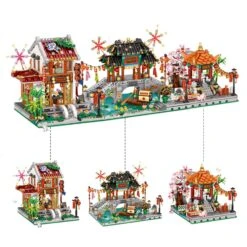 Chinese Street Lake Bridge Pavilion Teahouse Micro Building Set Collection -Kawaii Store kawaiies plushies plush softtoy chinese street lake bridge pavilion teahouse micro building set collection build it 345019