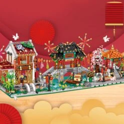 Chinese Street Lake Bridge Pavilion Teahouse Micro Building Set Collection