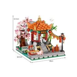 Chinese Street Lake Bridge Pavilion Teahouse Micro Building Set Collection -Kawaii Store kawaiies plushies plush softtoy chinese street lake bridge pavilion teahouse micro building set collection build it 748322