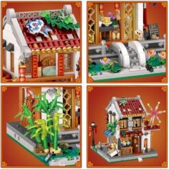 Chinese Street Lake Bridge Pavilion Teahouse Micro Building Set Collection -Kawaii Store kawaiies plushies plush softtoy chinese street lake bridge pavilion teahouse micro building set collection build it 893373