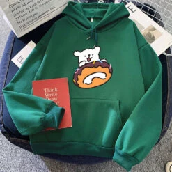 Apparel Chocolate Donut Luckie The Dog Unisex Hoodie -Kawaii Store kawaiies plushies plush softtoy chocolate donut luckie the dog unisex hoodie apparel dark green xl 634583
