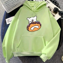 Apparel Chocolate Donut Luckie The Dog Unisex Hoodie -Kawaii Store kawaiies plushies plush softtoy chocolate donut luckie the dog unisex hoodie apparel light green m 733651