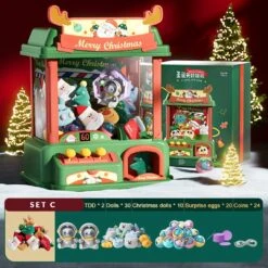 Christmas Advanced Mini Claw Machine -Kawaii Store kawaiies plushies plush softtoy christmas mini working claw machine toys set c 267666
