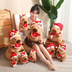 Christmas New Year Baby Capybara Plushies -Kawaii Store kawaiies plushies plush softtoy christmas new year baby capybara plushies soft toy 616204