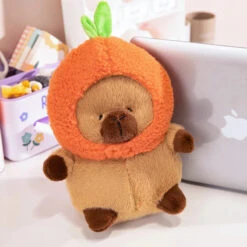 Chubby Capybara Plushie With Hat -Kawaii Store kawaiies plushies plush softtoy chubby capybara plushie with hat soft toy orange hat 8in 20cm 388420