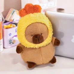 Chubby Capybara Plushie With Hat -Kawaii Store kawaiies plushies plush softtoy chubby capybara plushie with hat soft toy shrimp hat 8in 20cm 645957
