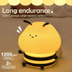 Chubby Cheeks Bee LED Night Light -Kawaii Store kawaiies plushies plush softtoy chubby cheeks bee led night light home decor 736547
