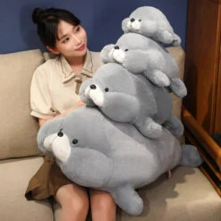 Chubby Cheeks White Grey Seal -Kawaii Store kawaiies plushies plush softtoy chubby cheeks white grey seal soft toy 137846