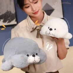 Chubby Cheeks White Grey Seal -Kawaii Store kawaiies plushies plush softtoy chubby cheeks white grey seal soft toy 241958