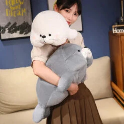 Chubby Cheeks White Grey Seal -Kawaii Store kawaiies plushies plush softtoy chubby cheeks white grey seal soft toy 269258