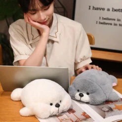 Chubby Cheeks White Grey Seal -Kawaii Store kawaiies plushies plush softtoy chubby cheeks white grey seal soft toy 530748