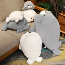 Chubby Cheeks White Grey Seal -Kawaii Store kawaiies plushies plush softtoy chubby cheeks white grey seal soft toy 858665