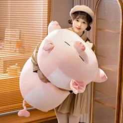Chubby Chonky Pink Piggy Plushies | NEW -Kawaii Store kawaiies plushies plush softtoy chubby chonky pink piggy plushies new soft toy sleeping 39in 100cm 220399
