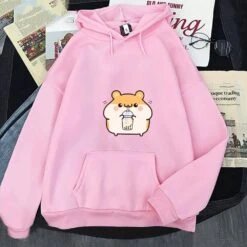 Apparel Chubby Hamster Drinking Bubble Tea Unisex Hoodie -Kawaii Store kawaiies plushies plush softtoy chubby hamster drinking bubble tea unisex hoodie apparel pink m 952204