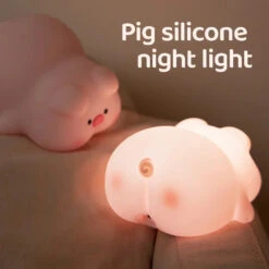 Chubby Pink Piggy LED Night Light -Kawaii Store kawaiies plushies plush softtoy chubby pink piggy led night light home decor 426816
