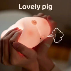 Chubby Pink Piggy LED Night Light -Kawaii Store kawaiies plushies plush softtoy chubby pink piggy led night light home decor 545089