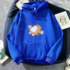 Apparel Chubby Shiba Inu Bubble Tea Unisex Hoodie -Kawaii Store kawaiies plushies plush softtoy chubby shiba inu bubble tea unisex hoodie apparel blue xxxl 729178