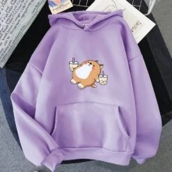 Apparel Chubby Shiba Inu Bubble Tea Unisex Hoodie -Kawaii Store kawaiies plushies plush softtoy chubby shiba inu bubble tea unisex hoodie apparel purple xxxl 865171