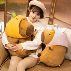 Chunky Kawaii Capybara Plush With Hat -Kawaii Store kawaiies plushies plush softtoy chunky kawaii capybara plush with hat soft toy 133239