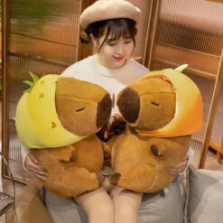 Chunky Kawaii Capybara Plush With Hat -Kawaii Store kawaiies plushies plush softtoy chunky kawaii capybara plush with hat soft toy 533532