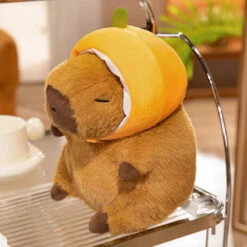 Chunky Kawaii Capybara Plush With Hat -Kawaii Store kawaiies plushies plush softtoy chunky kawaii capybara plush with hat soft toy orange 10in 25cm 120990