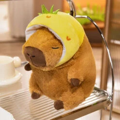 Chunky Kawaii Capybara Plush With Hat -Kawaii Store kawaiies plushies plush softtoy chunky kawaii capybara plush with hat soft toy pineapple 10in 25cm 160431