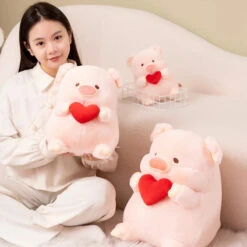 Chunky Love Heart Piggy Plushie -Kawaii Store kawaiies plushies plush softtoy chunky love heart piggy plushie soft toy 660806