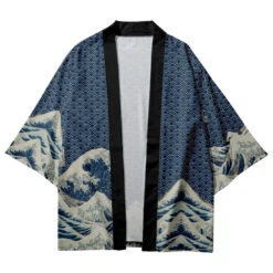 Apparel Classic Japanese Kanagawa Wave Unisex Kimono -Kawaii Store kawaiies plushies plush softtoy classic japanese kanagawa wave unisex kimono kimono 358030