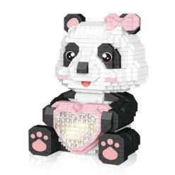 Coco And Bobo Pandas In Love LED Nano Building Blocks -Kawaii Store kawaiies plushies plush softtoy coco and bobo pandas in love led nano building blocks build it 139064