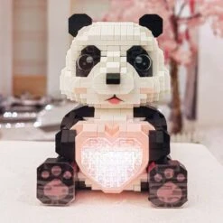 Coco And Bobo Pandas In Love LED Nano Building Blocks -Kawaii Store kawaiies plushies plush softtoy coco and bobo pandas in love led nano building blocks build it 271470