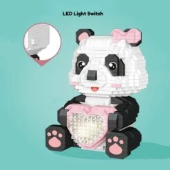Coco And Bobo Pandas In Love LED Nano Building Blocks -Kawaii Store kawaiies plushies plush softtoy coco and bobo pandas in love led nano building blocks build it 425431