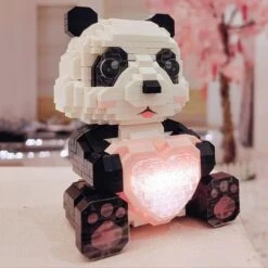 Coco And Bobo Pandas In Love LED Nano Building Blocks -Kawaii Store kawaiies plushies plush softtoy coco and bobo pandas in love led nano building blocks build it 488624