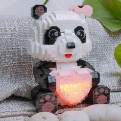 Coco And Bobo Pandas In Love LED Nano Building Blocks -Kawaii Store kawaiies plushies plush softtoy coco and bobo pandas in love led nano building blocks build it 615443