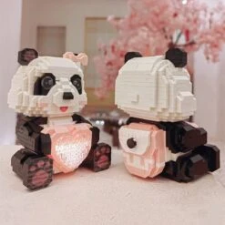Coco And Bobo Pandas In Love LED Nano Building Blocks -Kawaii Store kawaiies plushies plush softtoy coco and bobo pandas in love led nano building blocks build it 742123