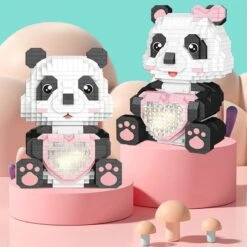 Coco And Bobo Pandas In Love LED Nano Building Blocks -Kawaii Store kawaiies plushies plush softtoy coco and bobo pandas in love led nano building blocks build it 865920