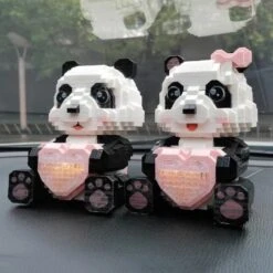 Coco And Bobo Pandas In Love LED Nano Building Blocks -Kawaii Store kawaiies plushies plush softtoy coco and bobo pandas in love led nano building blocks build it 891538