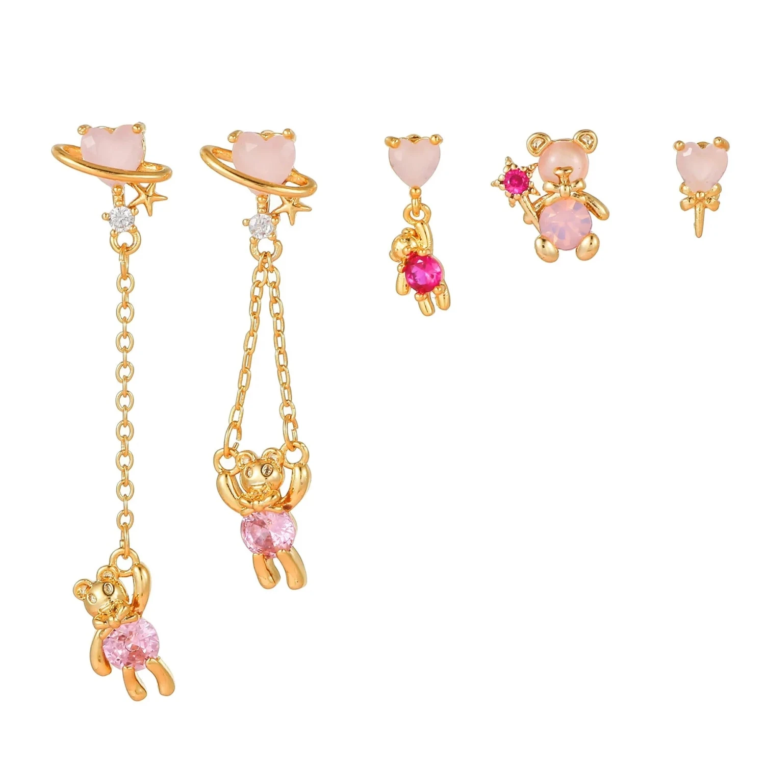Cosmic Teddy Bear Dreams 18k Gold-plating Earrings (5pc Set) 7 Cosmic Teddy Bear Dreams 18k Gold-plating Earrings (5pc Set) - Image 5