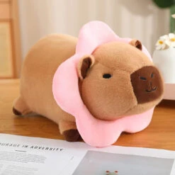 Cosplay Laying Capybara Animal Plush -Kawaii Store kawaiies plushies plush softtoy cosplay laying capybara animal plush soft toy pink flower 25cm 643397