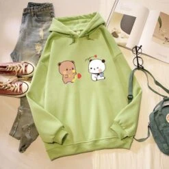 Apparel Couple Bear Hoodie -Kawaii Store kawaiies plushies plush softtoy couple bear oversized hoodie hoodies green l 859289