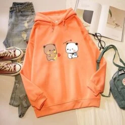 Apparel Couple Bear Hoodie -Kawaii Store kawaiies plushies plush softtoy couple bear oversized hoodie hoodies orange xl 256799