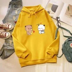 Apparel Couple Bear Hoodie -Kawaii Store kawaiies plushies plush softtoy couple bear oversized hoodie hoodies yellow s 858782