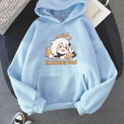 Apparel Cute Anime Emergency Food Hoodies -Kawaii Store kawaiies plushies plush softtoy cute anime emergency food hoodies new apparel aqua xs 112685