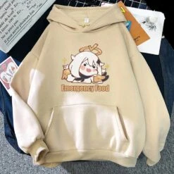 Apparel Cute Anime Emergency Food Hoodies -Kawaii Store kawaiies plushies plush softtoy cute anime emergency food hoodies new apparel cream xxxl 342354