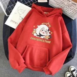 Apparel Cute Anime Emergency Food Hoodies -Kawaii Store kawaiies plushies plush softtoy cute anime emergency food hoodies new apparel red xs 292412