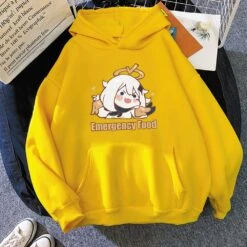 Apparel Cute Anime Emergency Food Hoodies -Kawaii Store kawaiies plushies plush softtoy cute anime emergency food hoodies new apparel yellow xl 290128