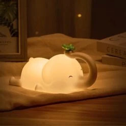 Cute Baby Elephant LED Night Light -Kawaii Store kawaiies plushies plush softtoy cute baby elephant led night light home decor 294292