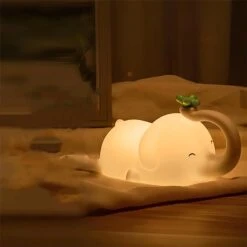 Cute Baby Elephant LED Night Light -Kawaii Store kawaiies plushies plush softtoy cute baby elephant led night light home decor 504483