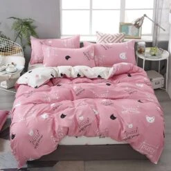 Cute Cat Print Bedding Set -Kawaii Store kawaiies plushies plush softtoy cute cat print bedding set home decor 285900