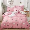 Cute Cat Print Bedding Set -Kawaii Store kawaiies plushies plush softtoy cute cat print duvet cover set new home decor pink single 210556
